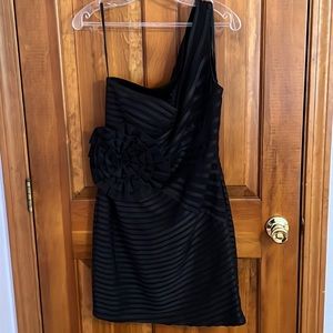 Aria black one shoulder cocktail dress